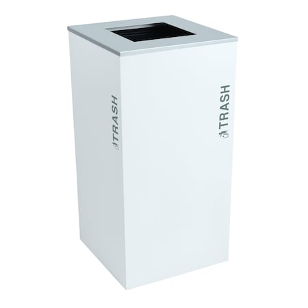 Ex-Cell Kaiser 36-Gal. Square Recycling Receptacle - Trash Decal, White Gloss RC-KD36-T BT-WHT